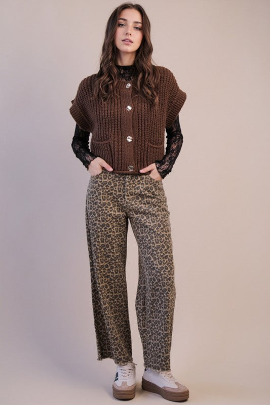 Chocolate Button Down Sweater Top