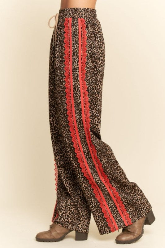 Leopard and lace pants