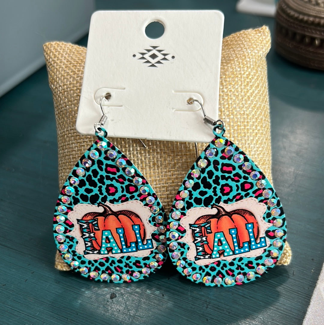 Fall Cheetah Pumpkin Earrings