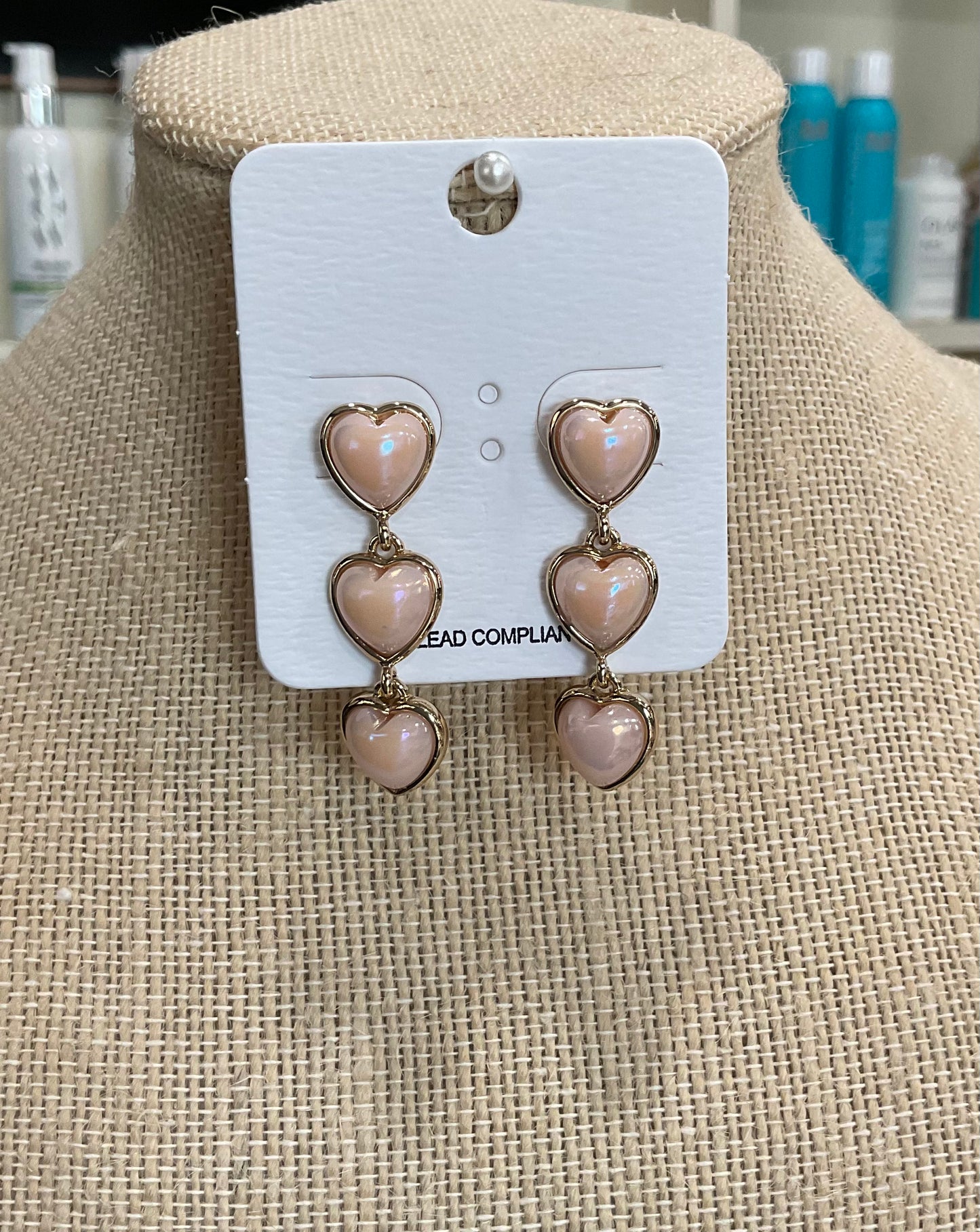 glossy Triple heart earrings