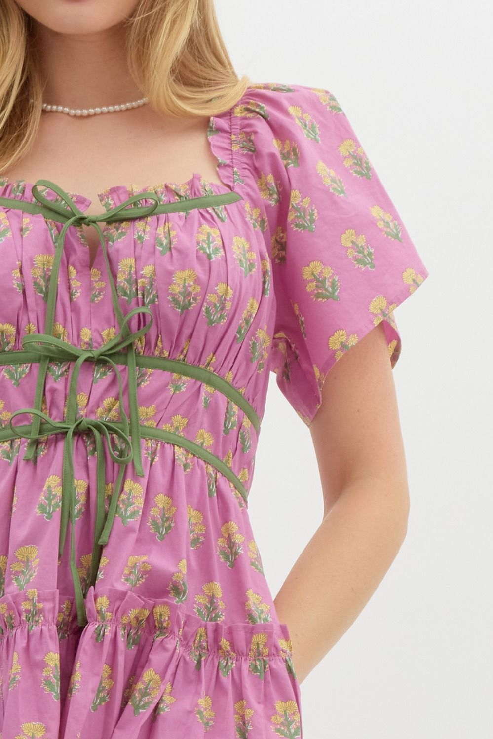 Floral mini bow dress