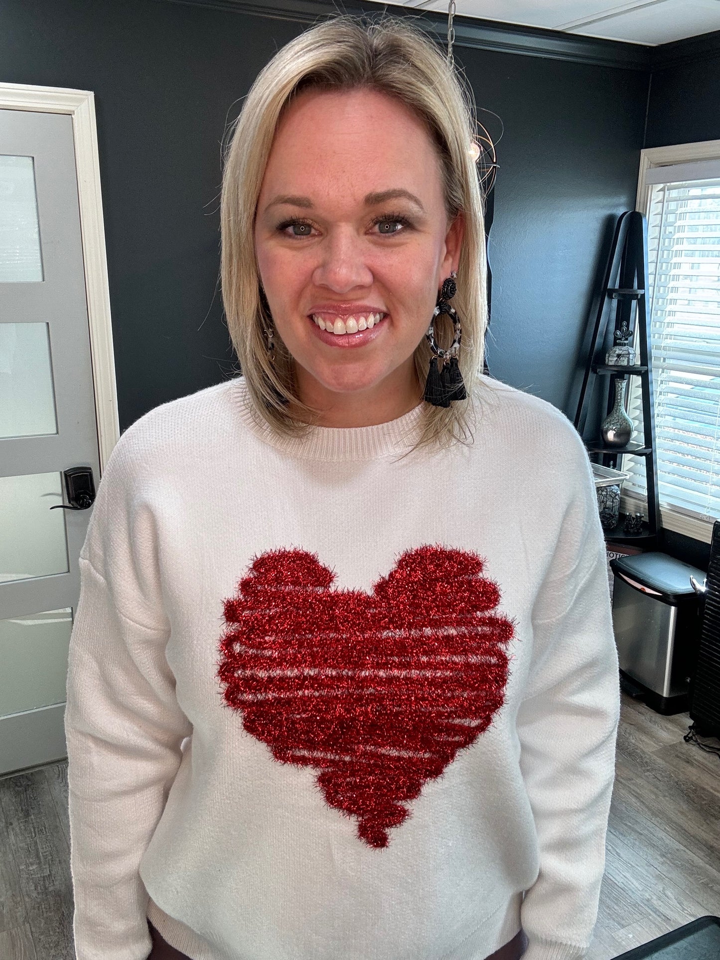 Tinsel heart sweater