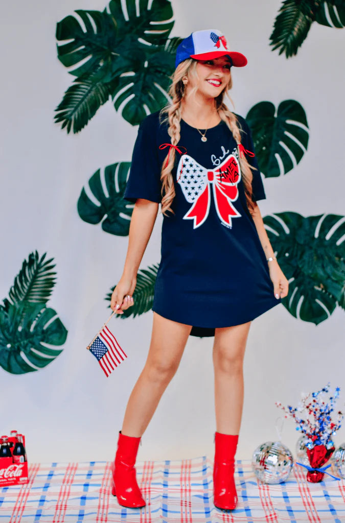 "God Bless America" Graphic T-Shirt Dress