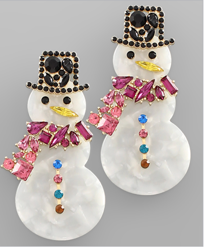 Crystal snowman earrings