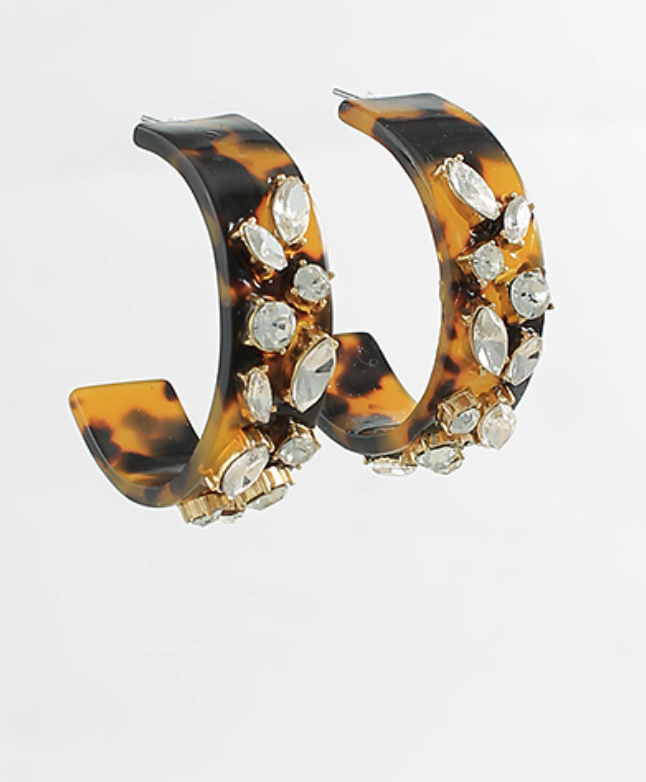 Glass Stone Hoops
