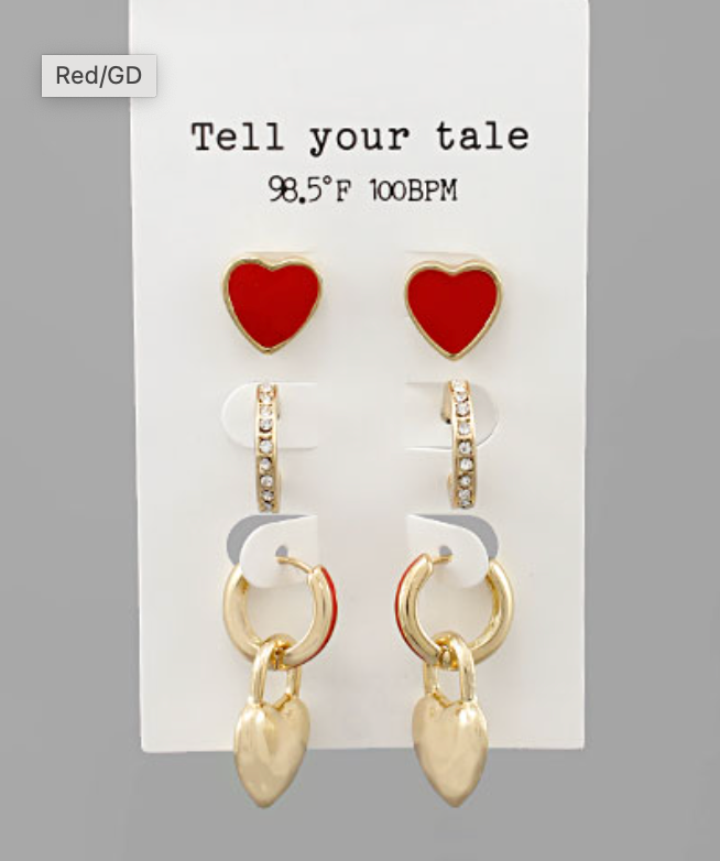 Epoxy heart studs and hoop set