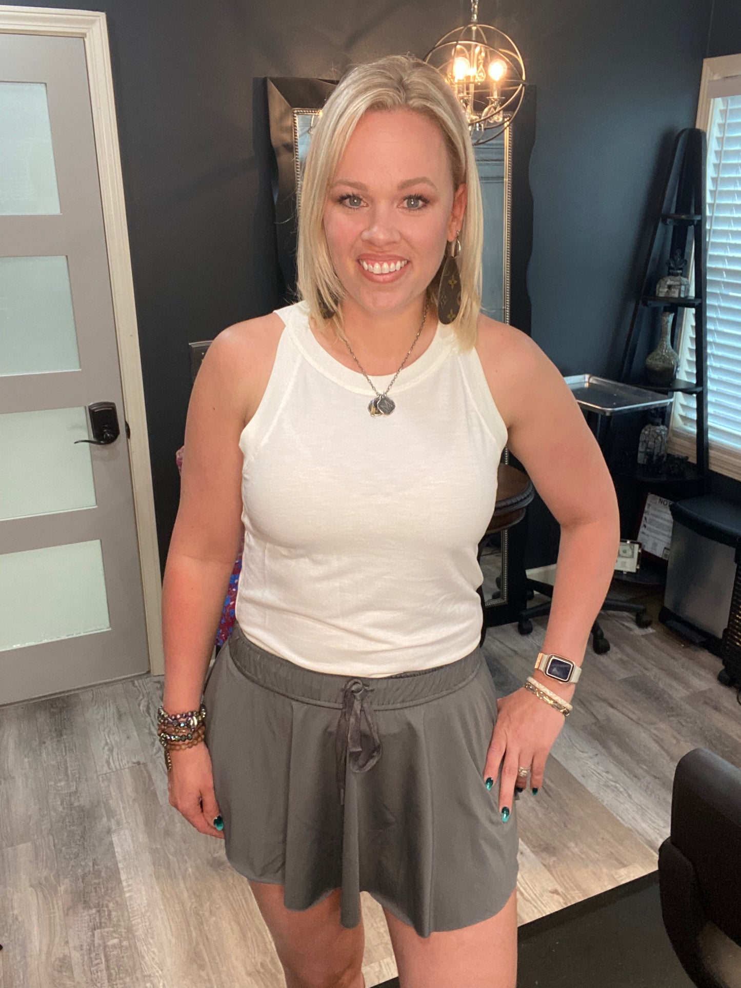 Charcoal Flowy Skort