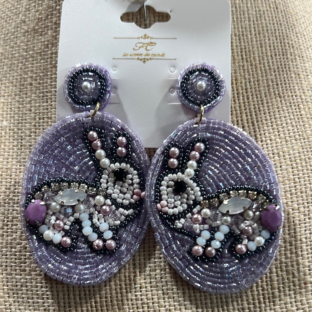 Purple Easter Bunny Earrings