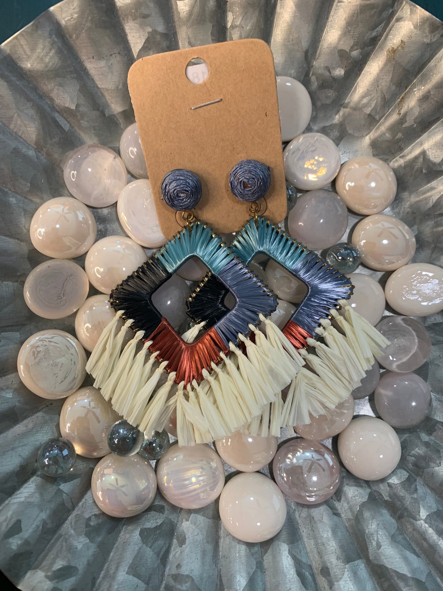 Woven straw earrings