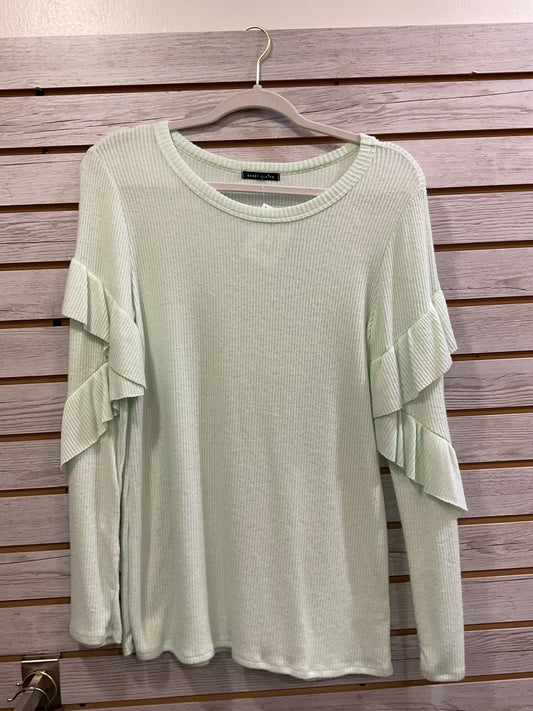 Mint ruffle sleeve top