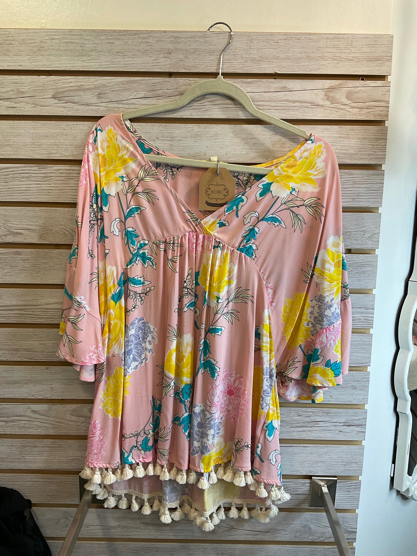 Pink floral BoHo top