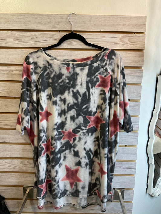 Terry star tie dyed top