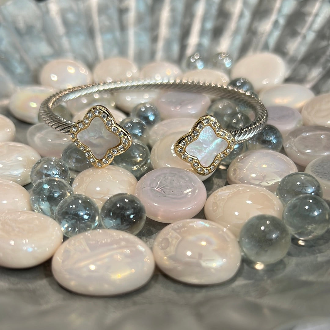 Pearl Clover Pave Cable Cuff
