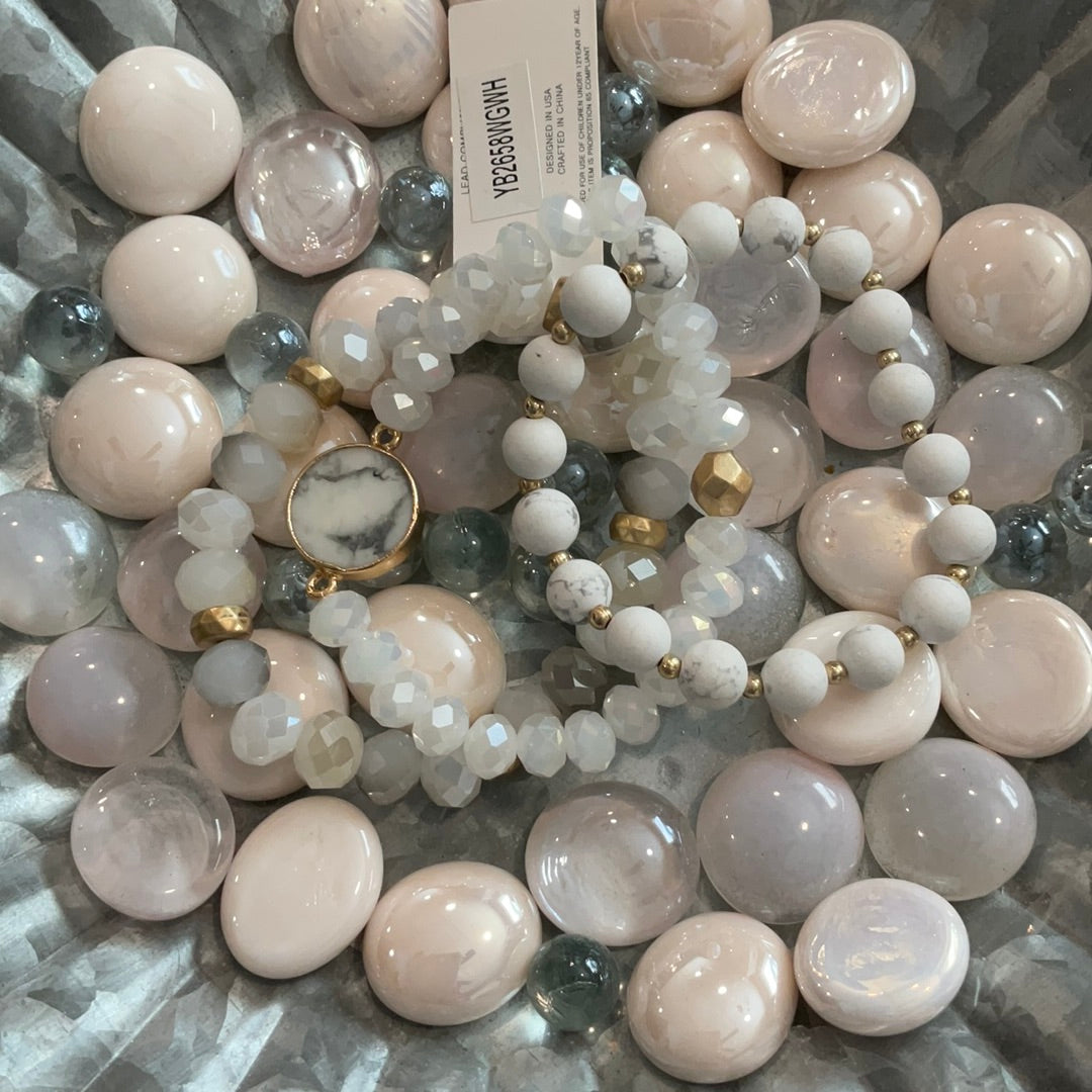 White marble gold bracelet stack