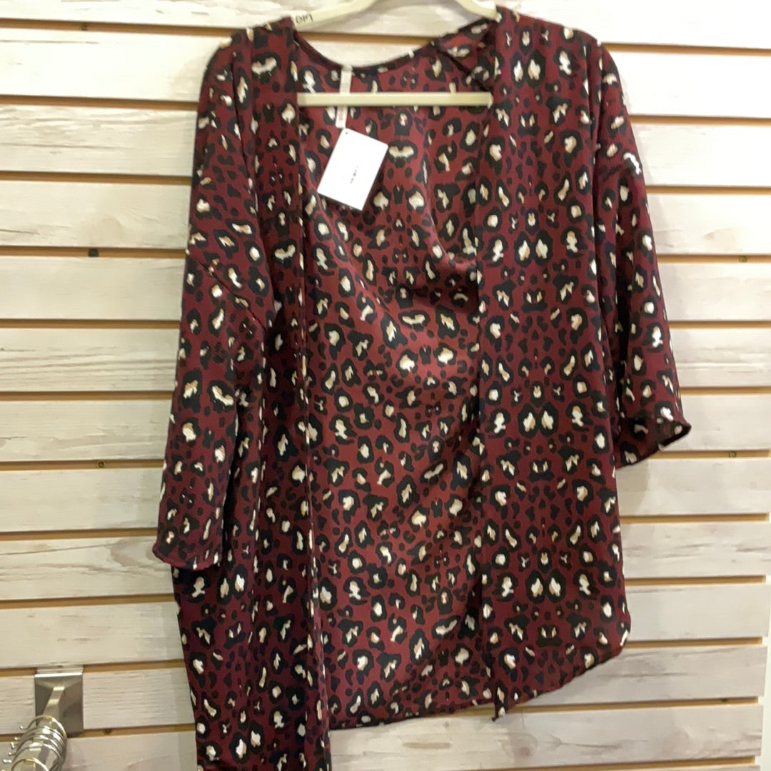 Burgundy leopard cardigan
