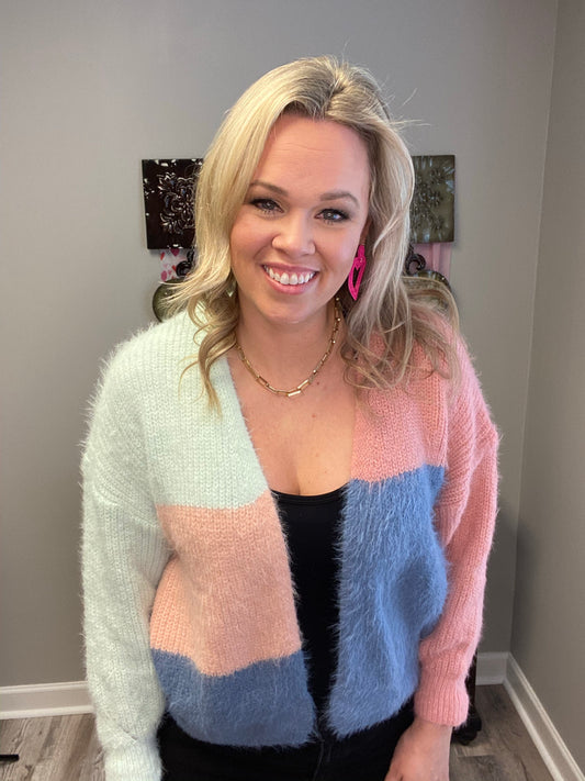 Color block cardigan