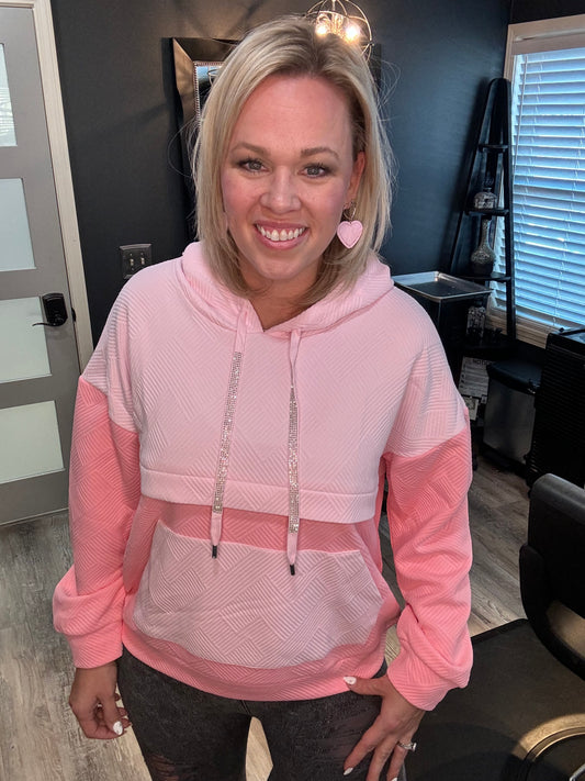 Quilted Blinged Trim Hoodie