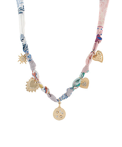 Multi charm scarf necklace