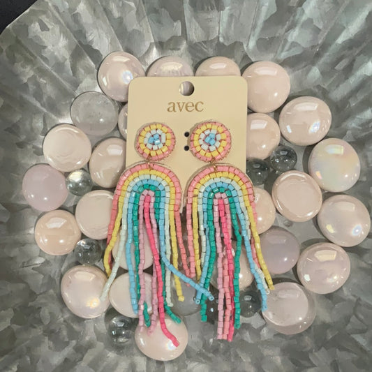 Pastel Rainbow Tinsel Earrings