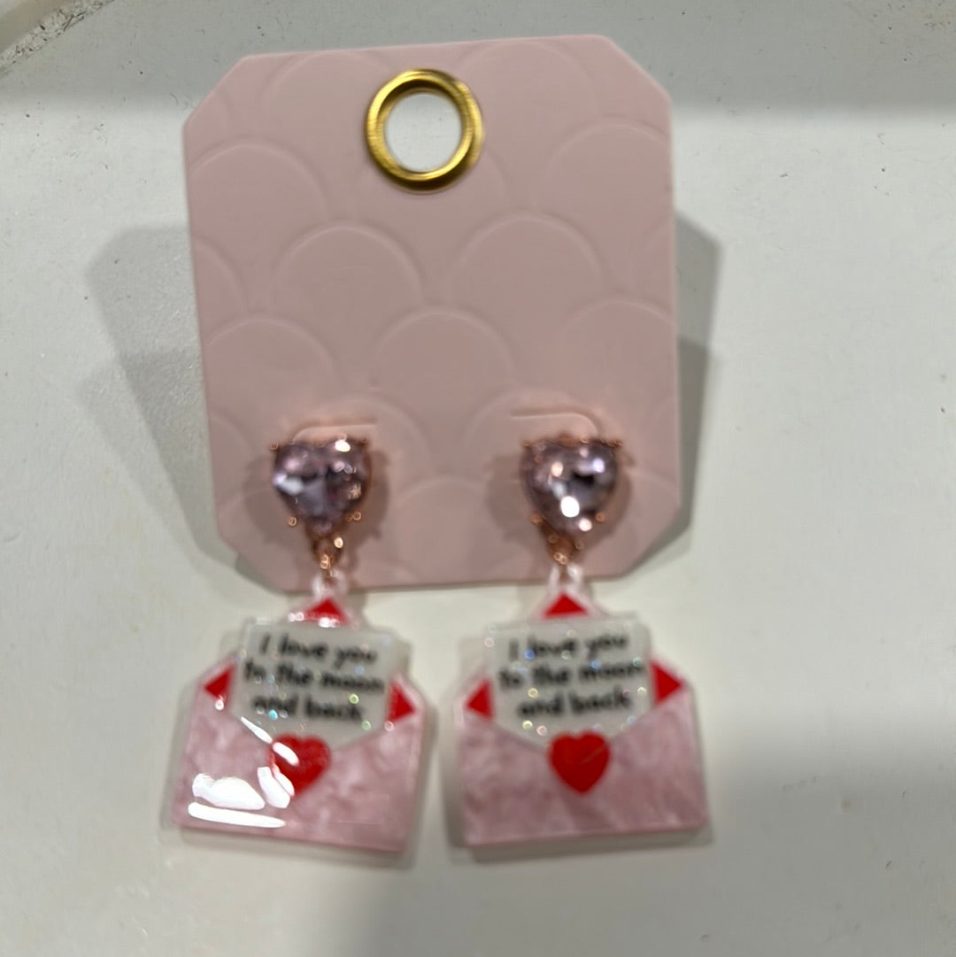 “I love you to the moon and back” earrings