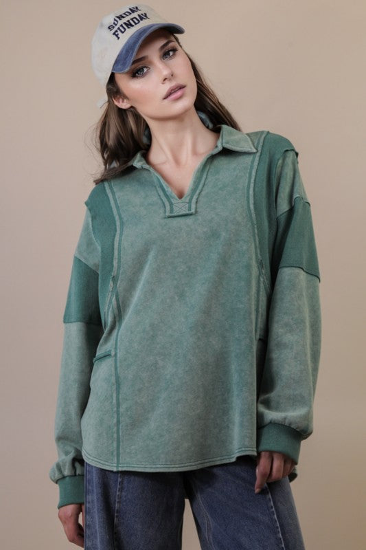 Mineral Washed Terry Knit Top