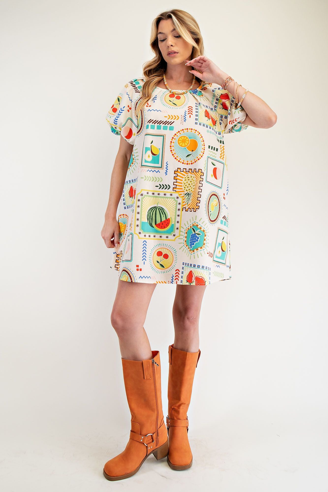 Fruit pattern bubble dress