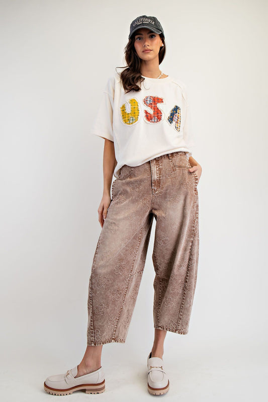 Floral barrel leg jeans