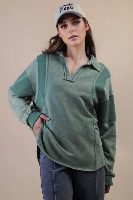 Mineral Washed Terry Knit Top