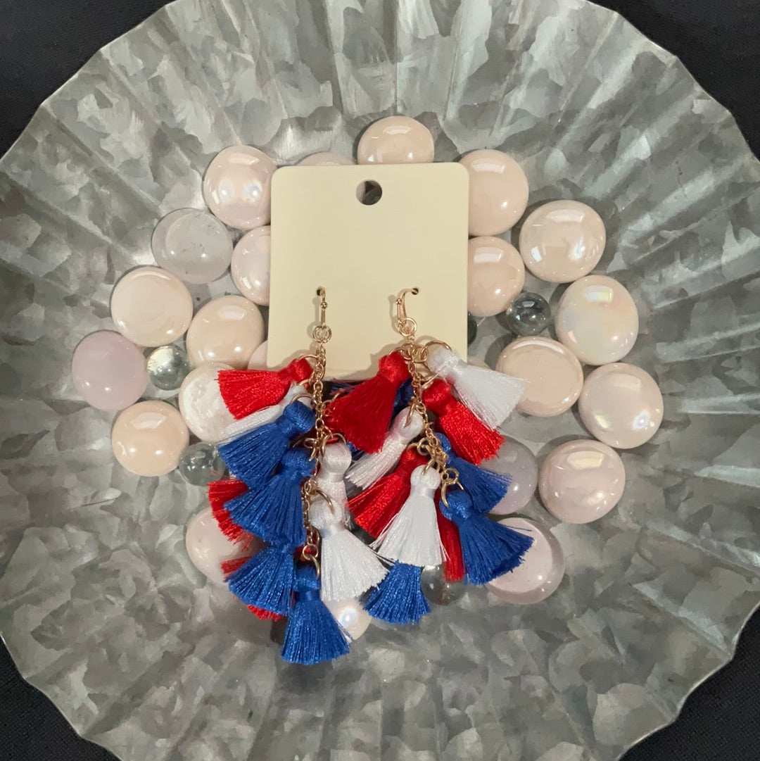 Red, White, & Blue Tinsel Earrings