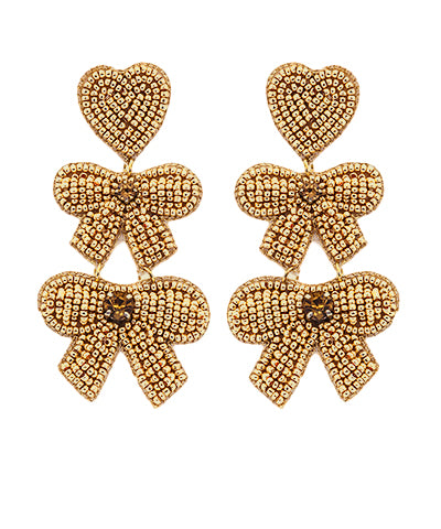 Bow Crystal and beaded earrings