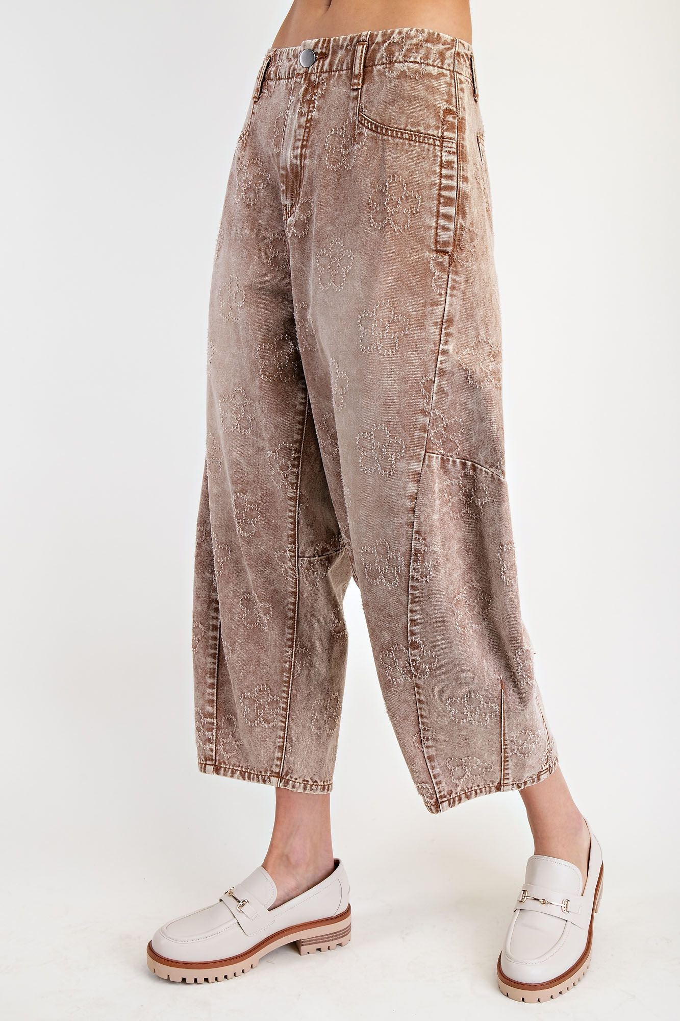 Floral barrel leg jeans