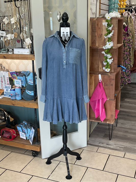 Half button down washed dress