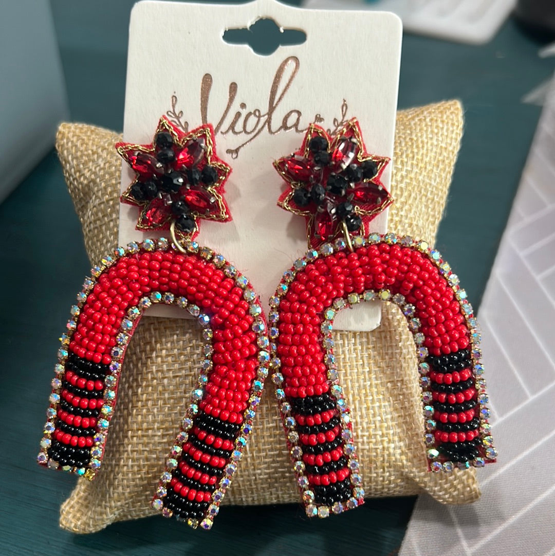 Red and Black "U" Earrings