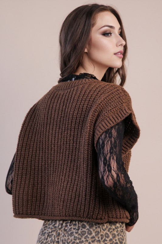 Chocolate Button Down Sweater Top