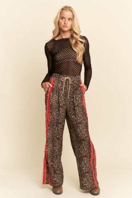 Leopard and lace pants