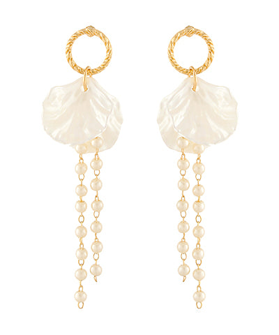 Petal & fringe pearl earrings