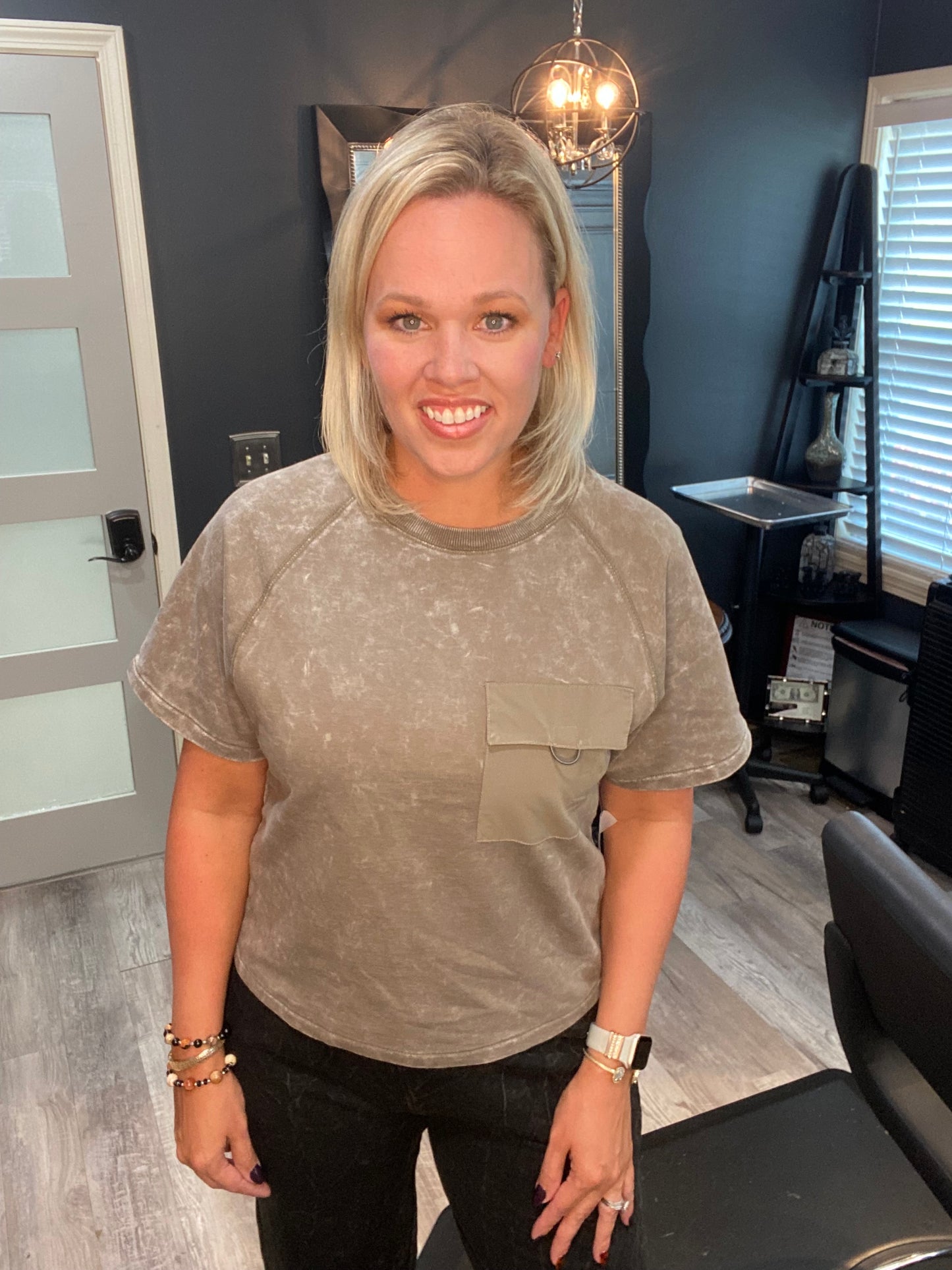 Olive Mineral Wash Pocket Tee