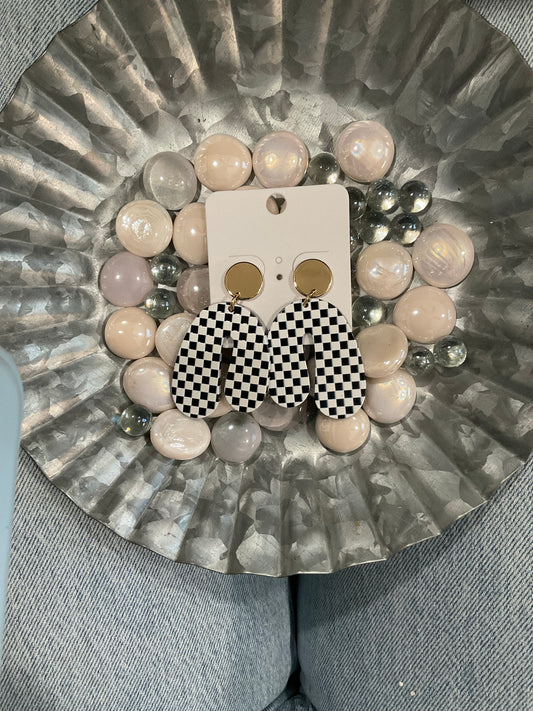 Abstract Checkered Earrings