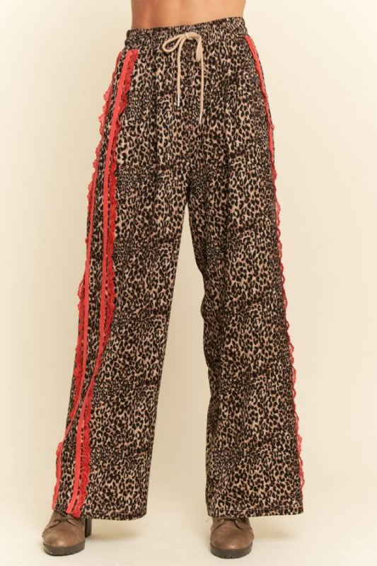 Leopard and lace pants