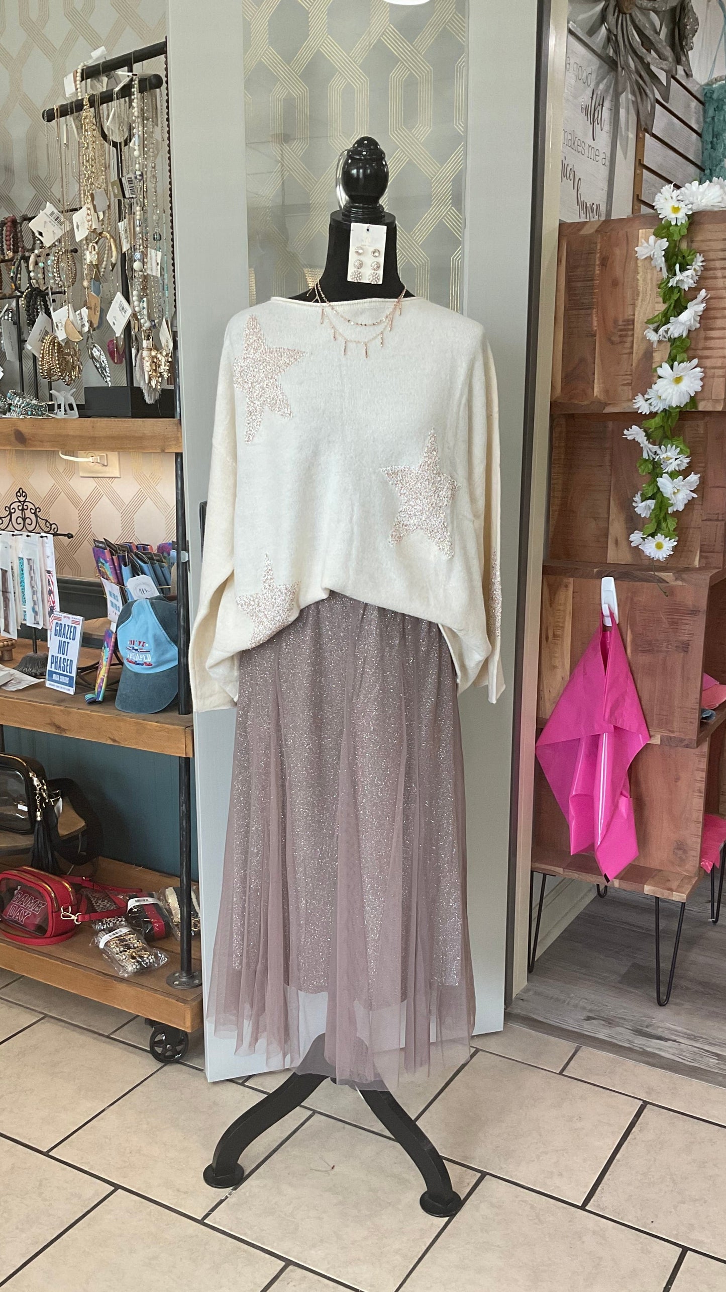 Ombre glitter mesh midi skirt