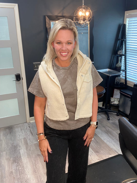 Sherpa Cropped Vest