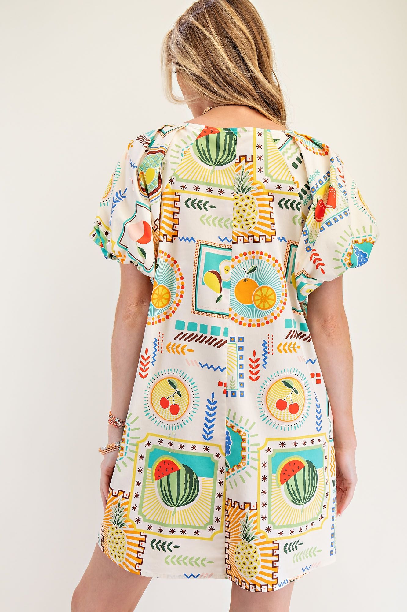 Fruit pattern bubble dress