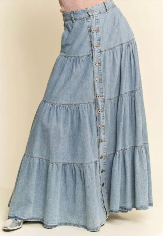 Denim button up skirt