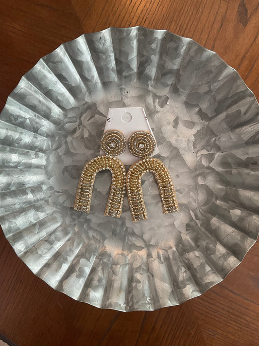 Golden Shaped Beaded Earrings