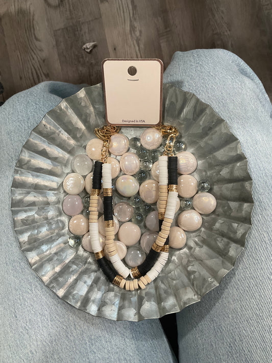 Chained and Clay Bead Necklace