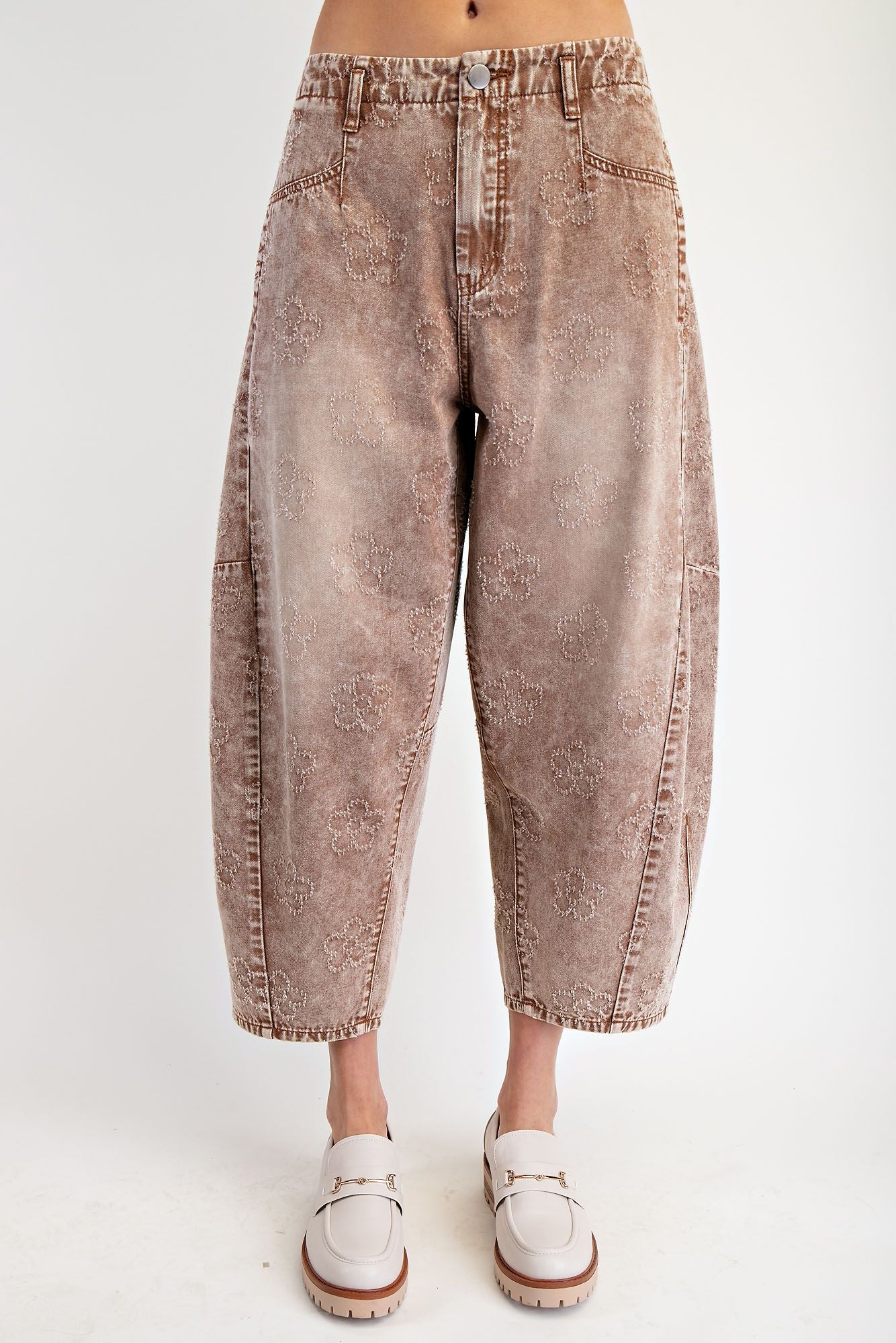 Floral barrel leg jeans