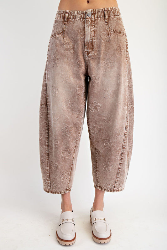 Floral barrel leg jeans
