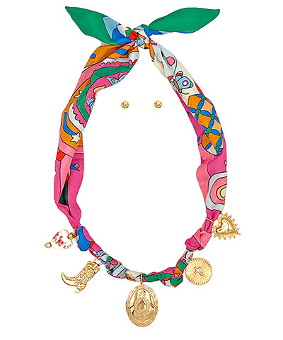 Big charm scarf necklace