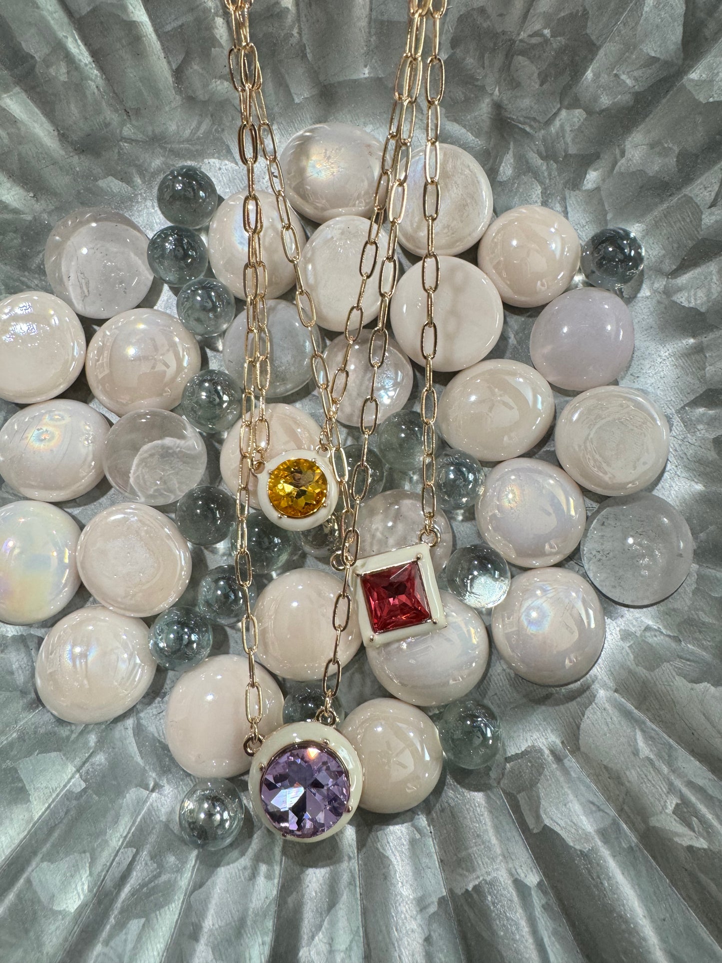 3 Piece gem necklaces