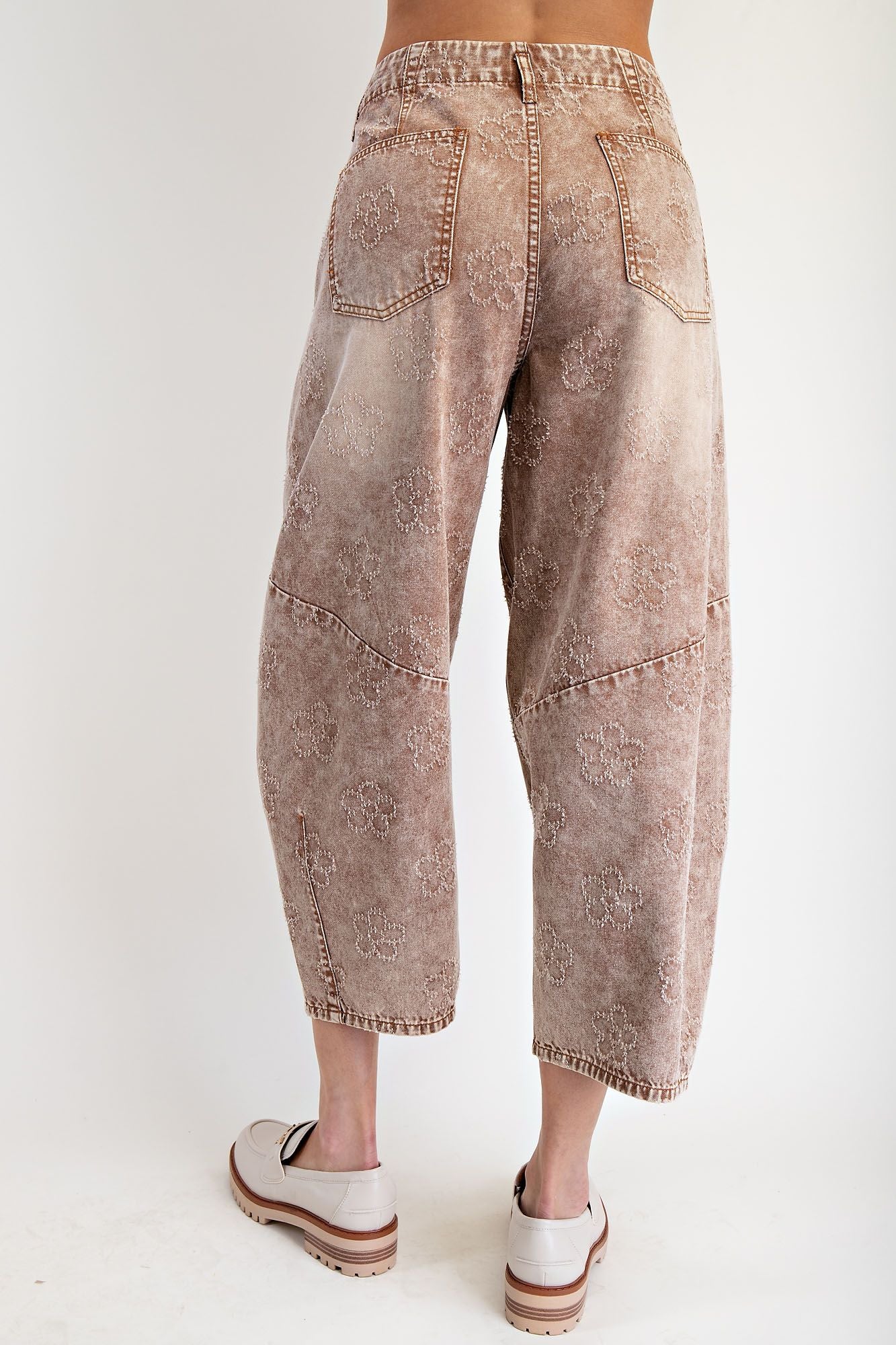 Floral barrel leg jeans